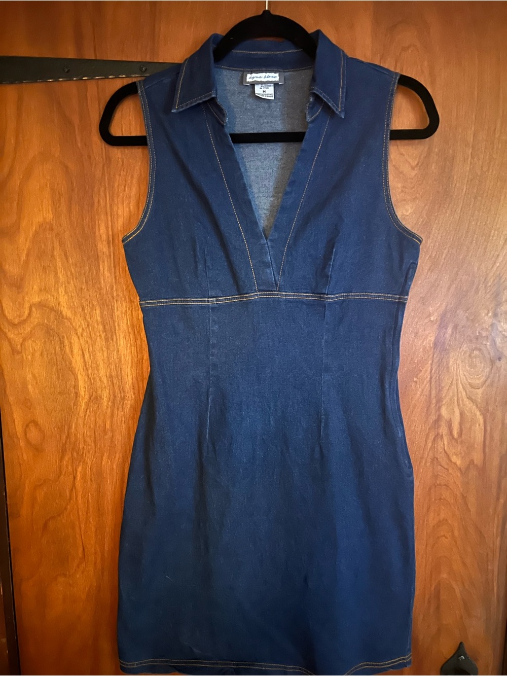 Kensie Denim Sleeveless Midi Dress in Dark Blue